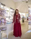 Belina By Sayuri Silk Stylish Embroidery Gown With Jacket Exporters In India
